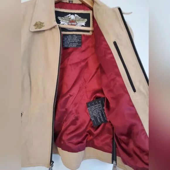 Harley Davidson *Flawed* tan leather jacket size women's XS - Picture 16 of 16
